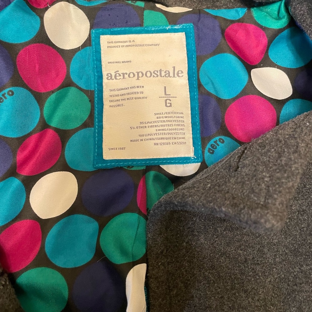 Aeropostale Gray Jacket with Vibrant Polka Dot Lining